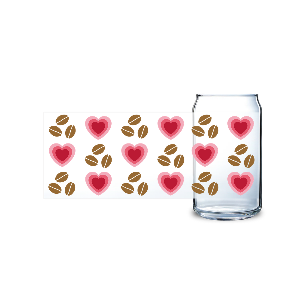 Hearts And Coffee Beans Glass Tumbler