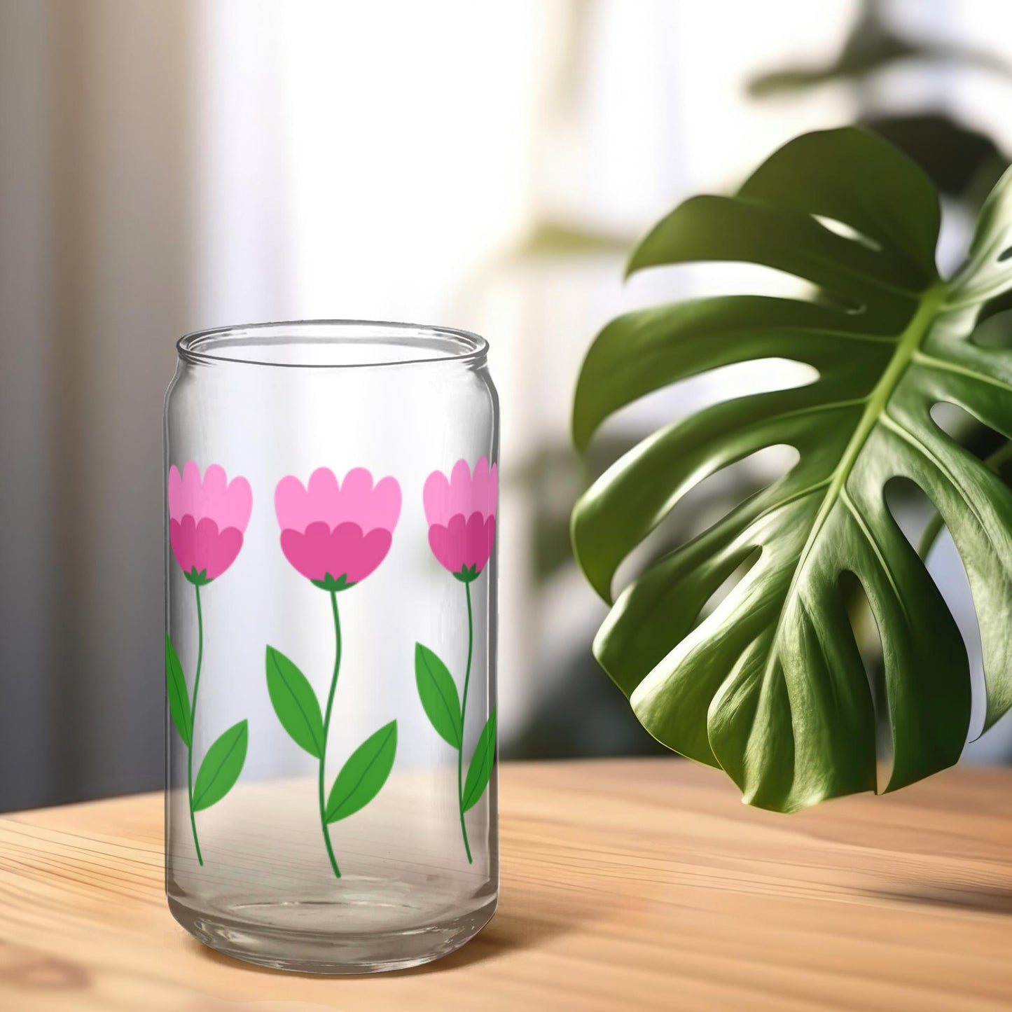 Flower Foliage Glass Tumbler